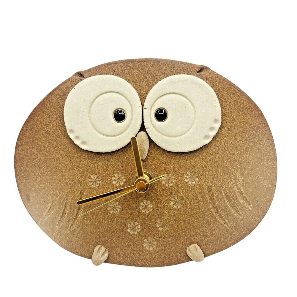Hechimon Owl‎ Wall Clock Shigaraki Ware Ceramic Japanese Folk Art Handcrafted